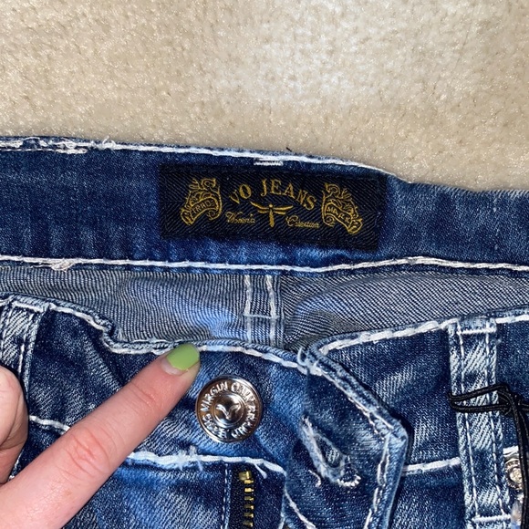 Virgin Only brand deluxe skinny jeans. Bedazzled front and back pockets. - Picture 5 of 6